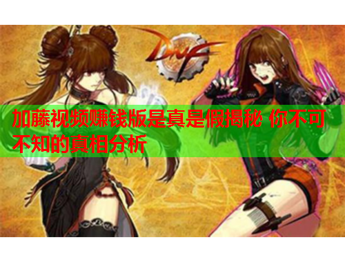 加藤视频赚钱版是真是假揭秘 你不可不知的真相分析